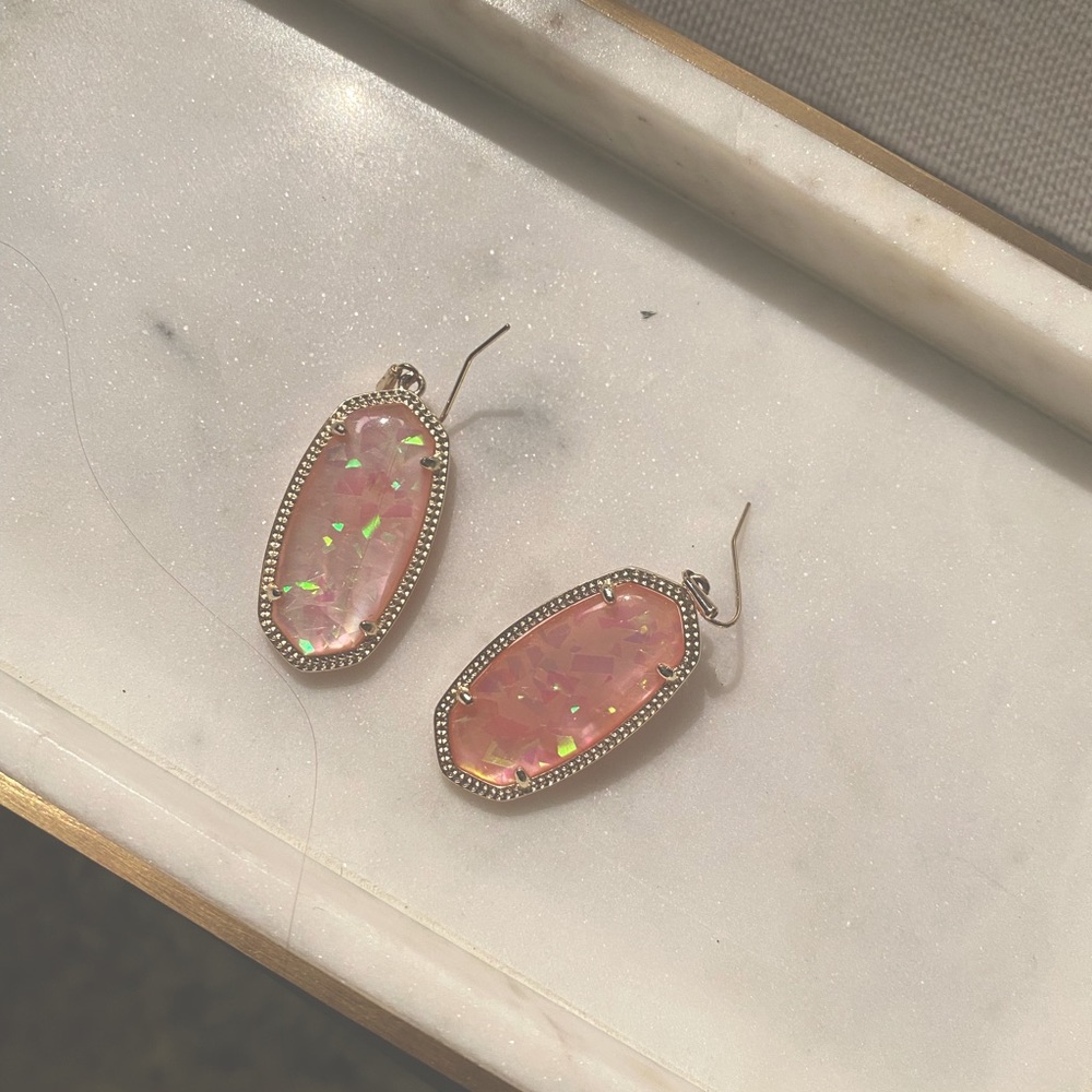 Sparkly Pink Kendra Scott Earrings (LG) w/ Dustbag